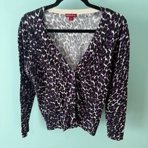Merona Animal Print Button-Up Sweater Size Large
